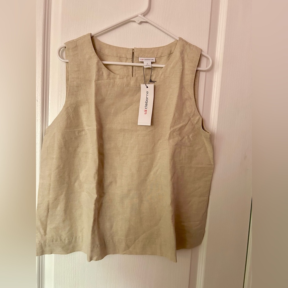 Liz Claiborne Linen Sleeveless Top - Beige Size L